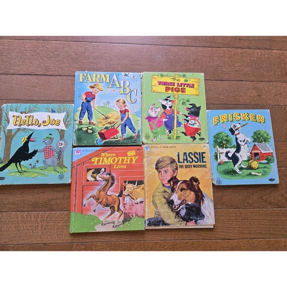 Other - Tell A Tale Books Lot Of 6 VTG 50s Childrens Books - Hello Joe, Lassie, Frisker